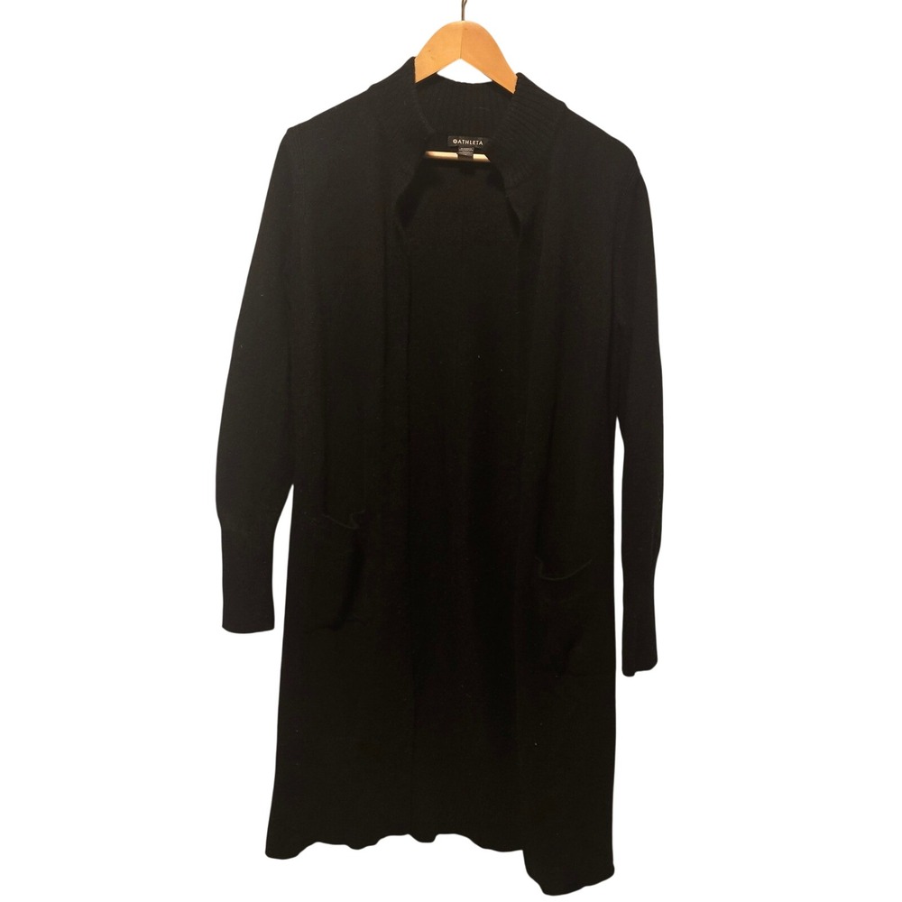Athleta Black Merino‎ Wool Cashmere Longline Open Cardigan Duster XS